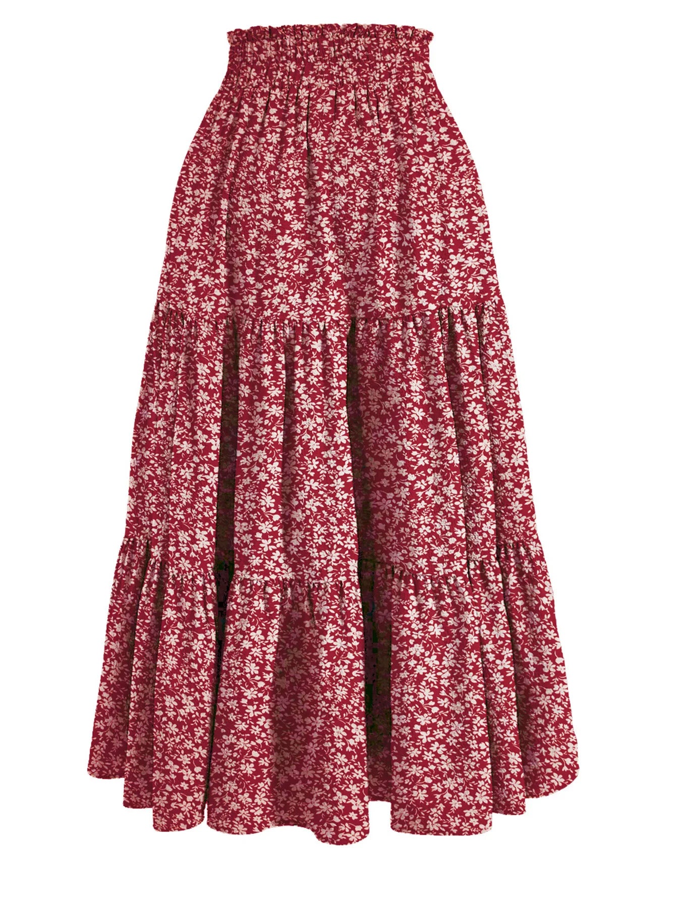 Women's Patchwork Solid Color Loose Skirt; Commuting Casual Cake Skirt; Elastic Waist Elegant Skirt
