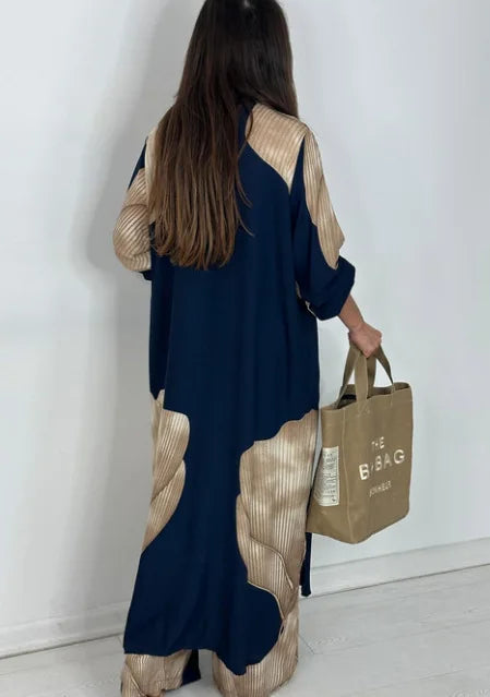 Elegant Lady Two Piece Set Printed Long Shirt Top + Wide Leg Pants 2-piece Outfit Oversized Sets