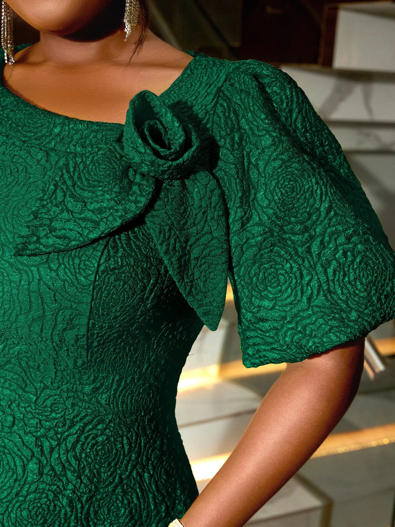 Women Plus Size Jacquard Dress A-Line Party Banquet Dress Cocktail Dress