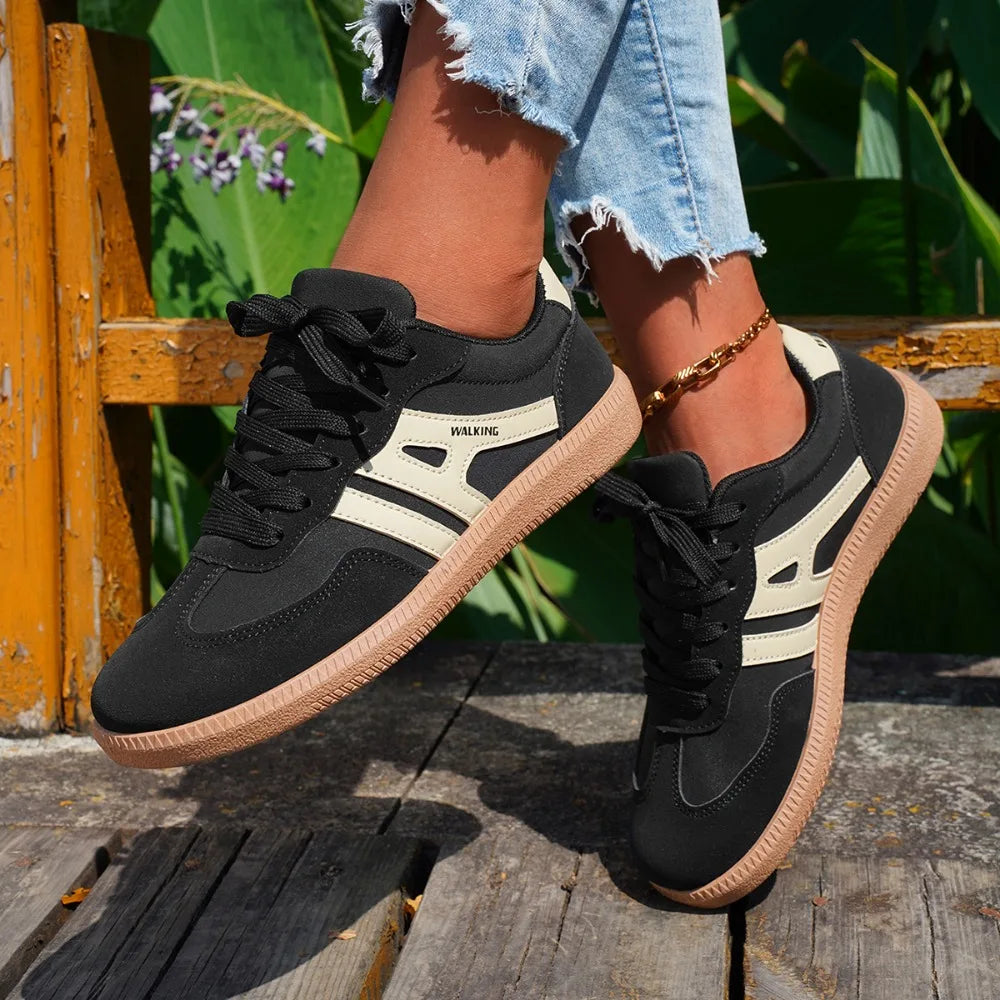 Ladies Black Sneakers Soft-soled Comfortable Shoes Women Leisure Joker Walking Shoes Tennis Shoes