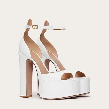 Ankle Strap Sexy Peep Toe Thick Sole Platform Chunky High Heels