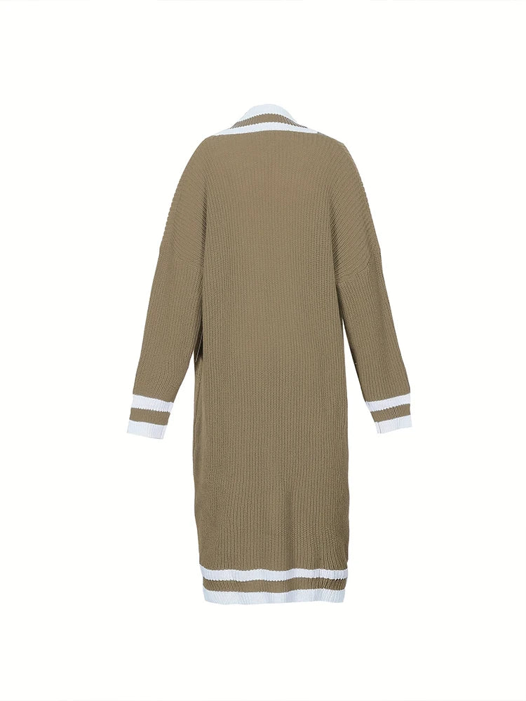 Plus Size Women's Long Sleeve V-Neck Maxi Cardigan Button Down Thick Casual Cardigan