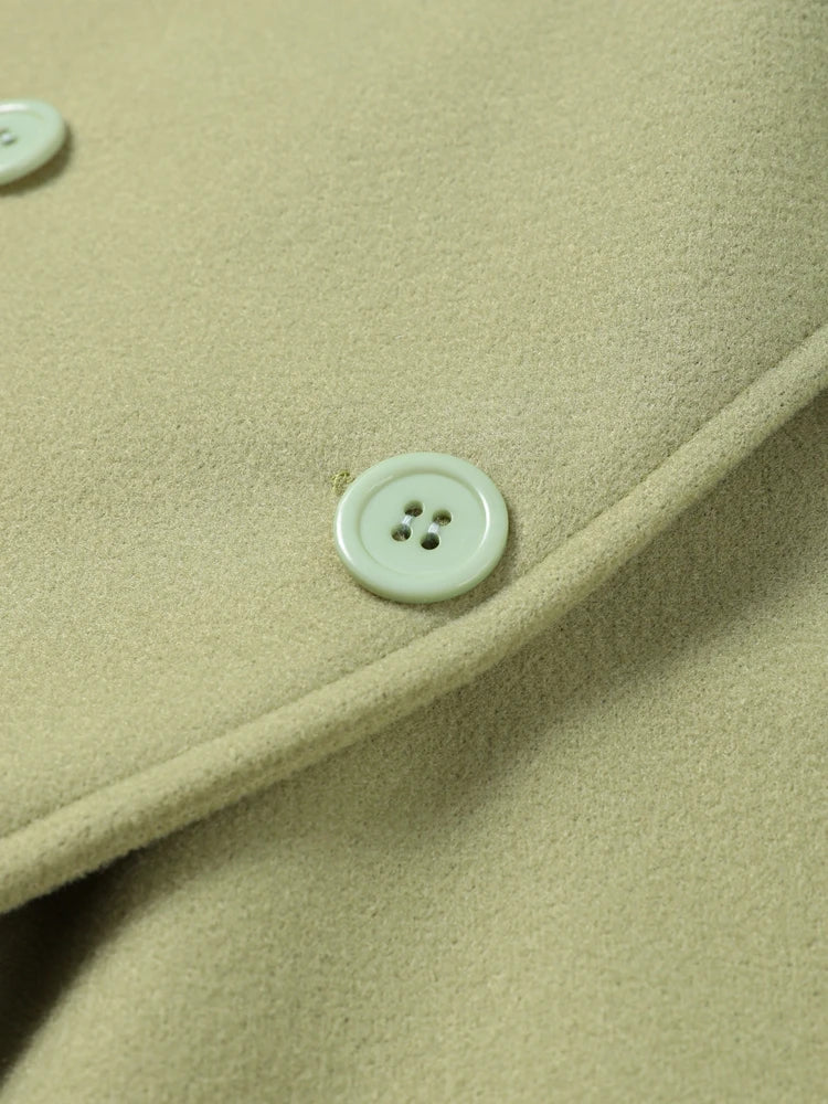 Urban Solid Double Breasted Long Women Coat Loose Full Sleeve Belt Double Breasted Jacket