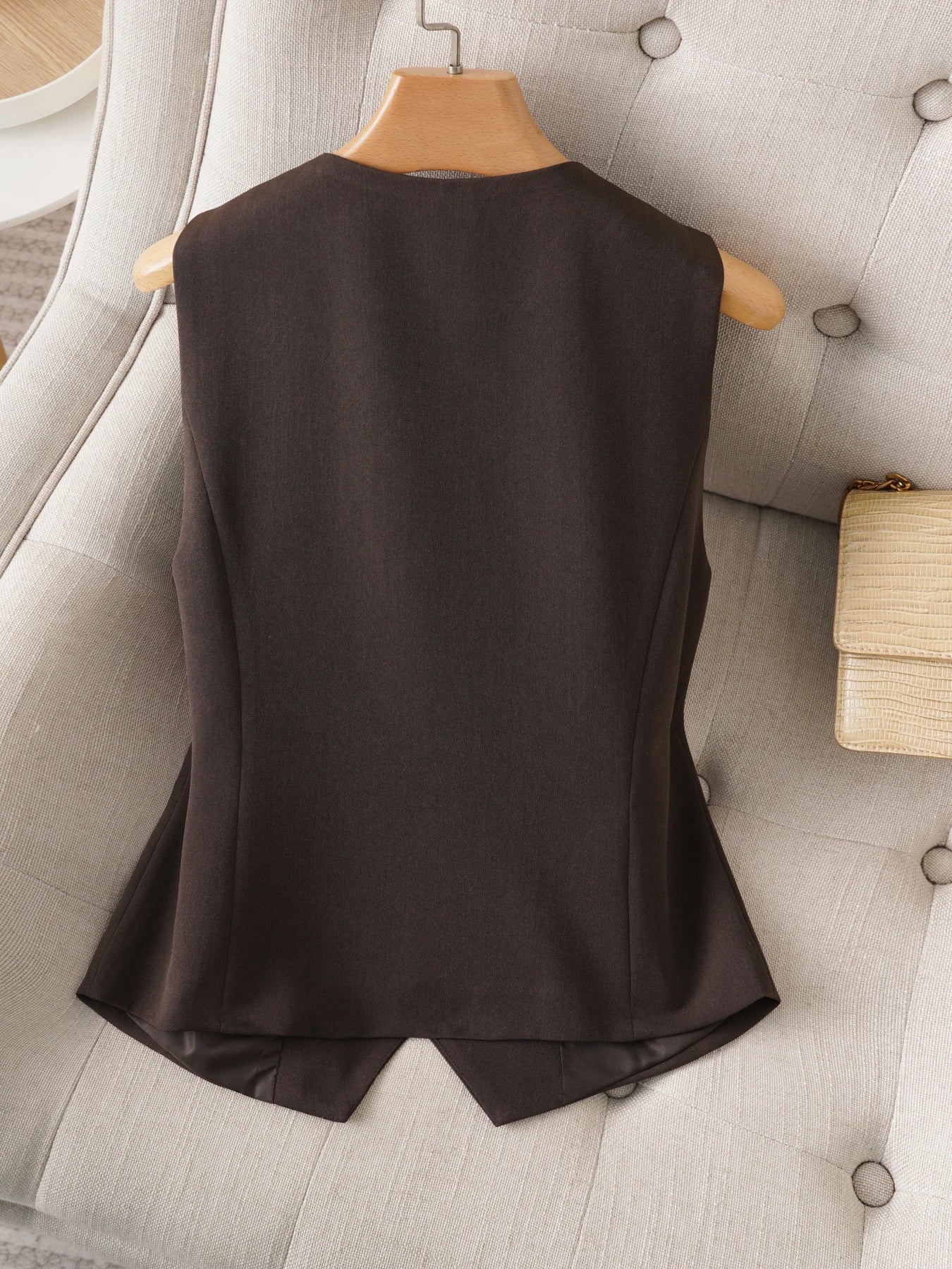 Round Neck Sleeveless Suit Vest for Women Single-Breasted Sleeveless Vest