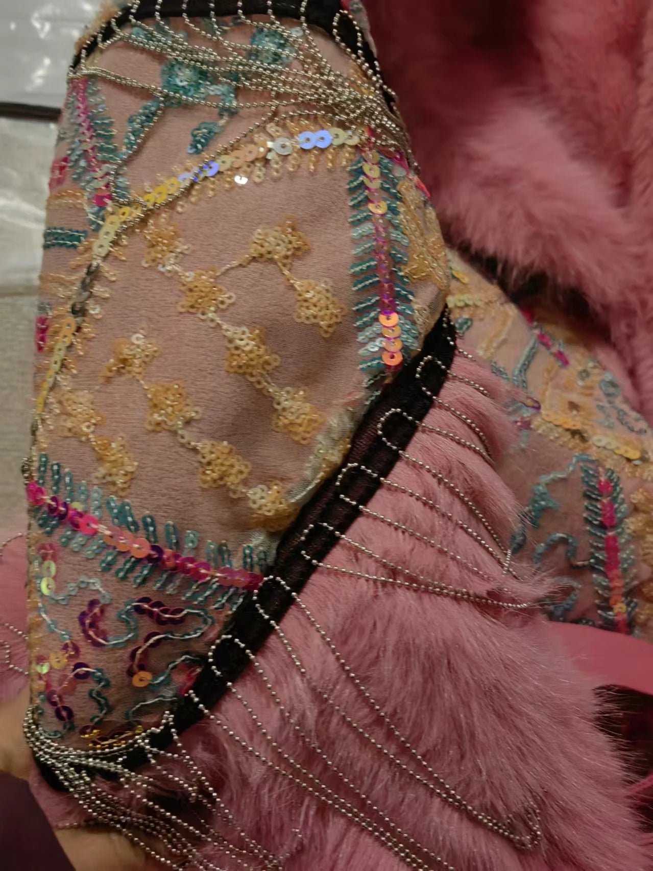 Faux Fur Coat for Women, Sequins Jacket, Loose Long Overcoat, Thick Warm Female Clothing, Fashion,High Quality, New, Winter
