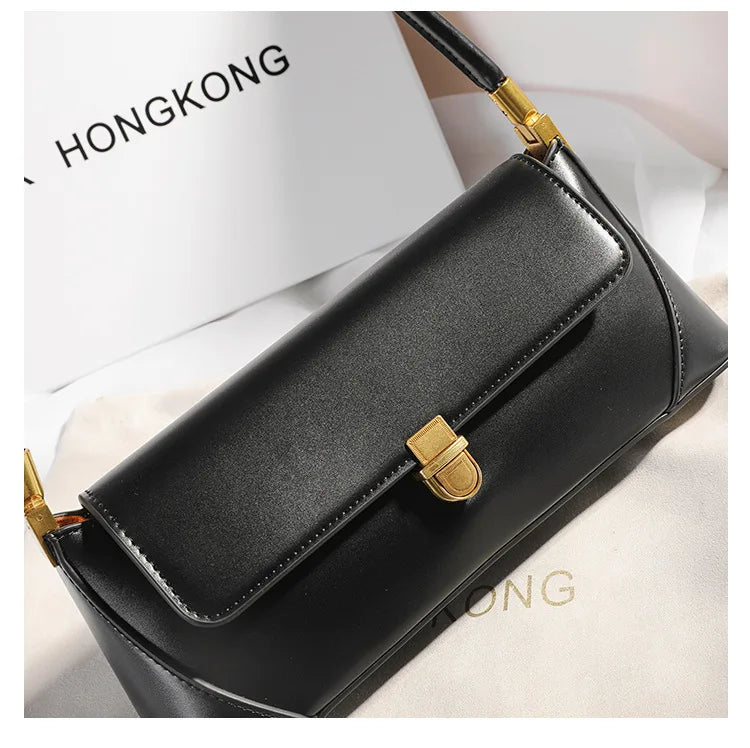 Armpit bag high-end solid color one-shoulder portable genuine leather bag