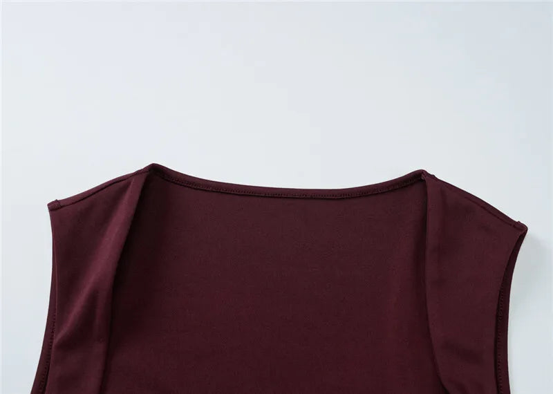 Wedding Guest Square Collar Sleeveless Sexy Maxi Dress For Women Bodycon Dress