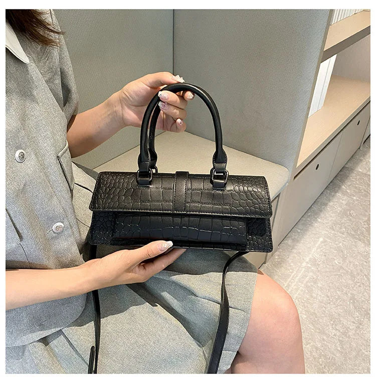 Ladies Shoulder Bag High Quality PU Stone Pattern Crossbody Bag for Women Armpit Clutch