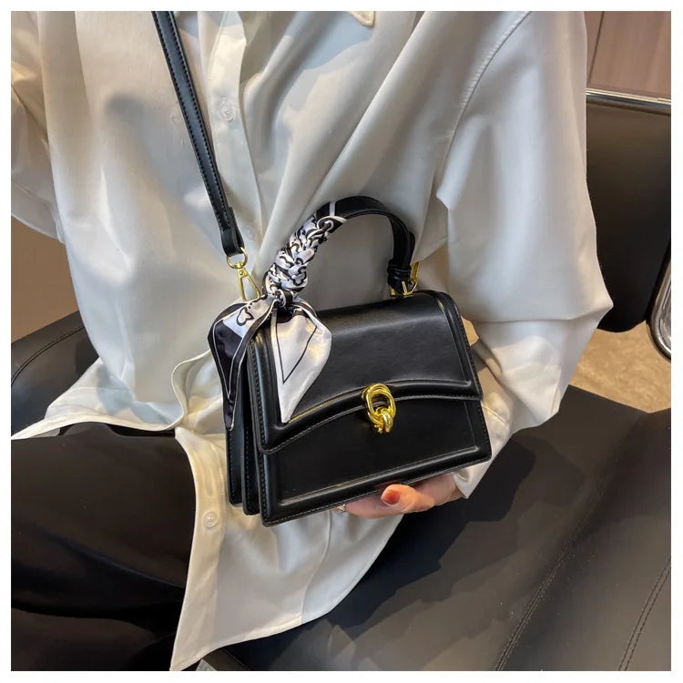 Scarf Bow Decor Lightweight Flap Bag, Business Casual Mini Women's Shoulder Bag