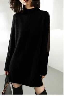 Turtleneck Knitted Sweater Women Pullovers Thick Jumpers Wool Knit Crochet Y2k Sweater