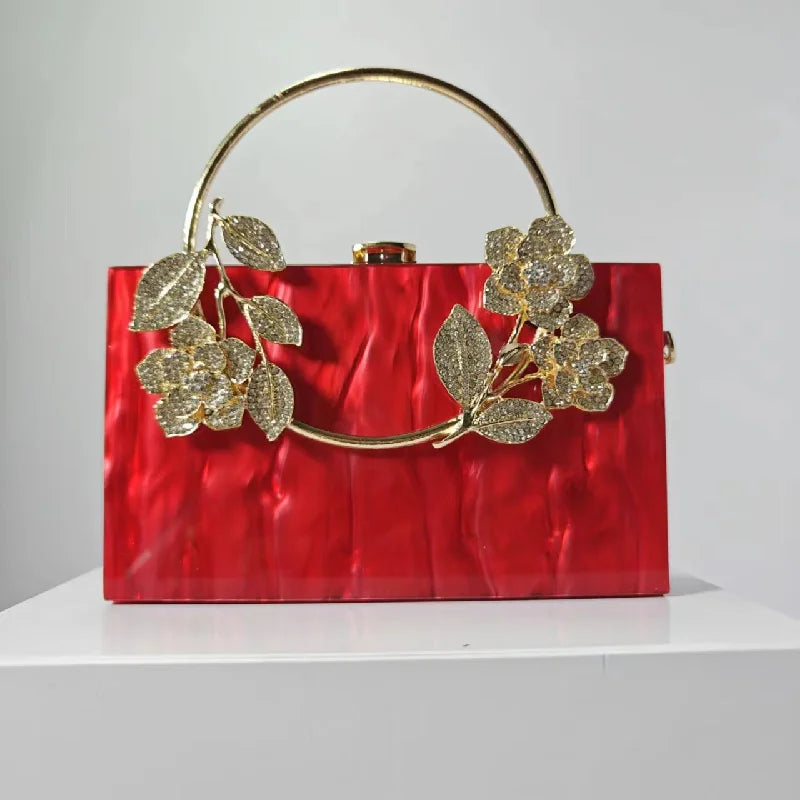 Banquet Pearlescent Acrylic Purse Women's Tote Crossbody Shoulder Square Bag