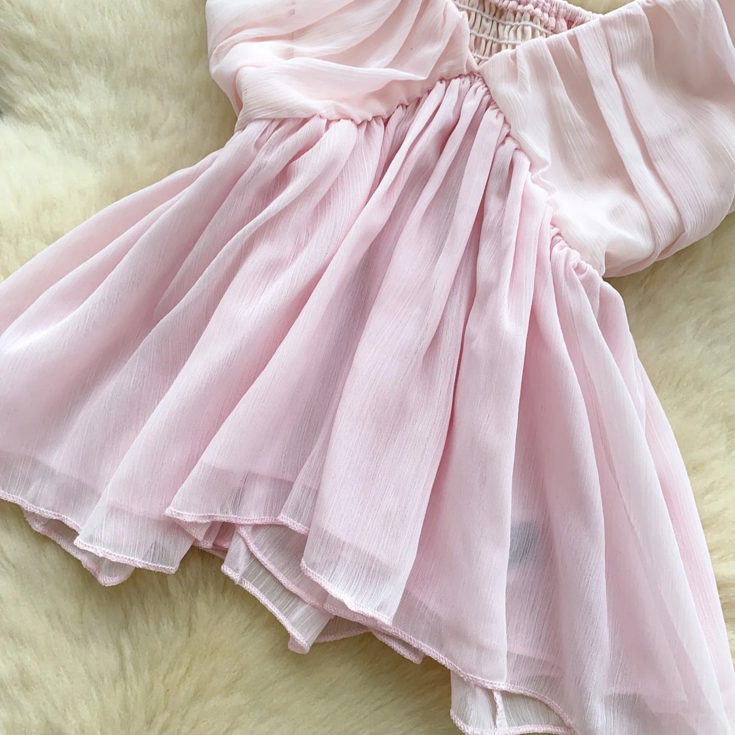 Chiffon Tops Straps Deep V Backless Top Ruffles Short Tank Top Vacation Style Sexy Tops