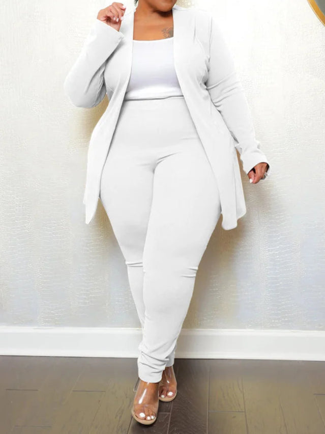 Plus Size Two Piece Outfits Women Matching Suit Solid Top Leggings Pants Sets