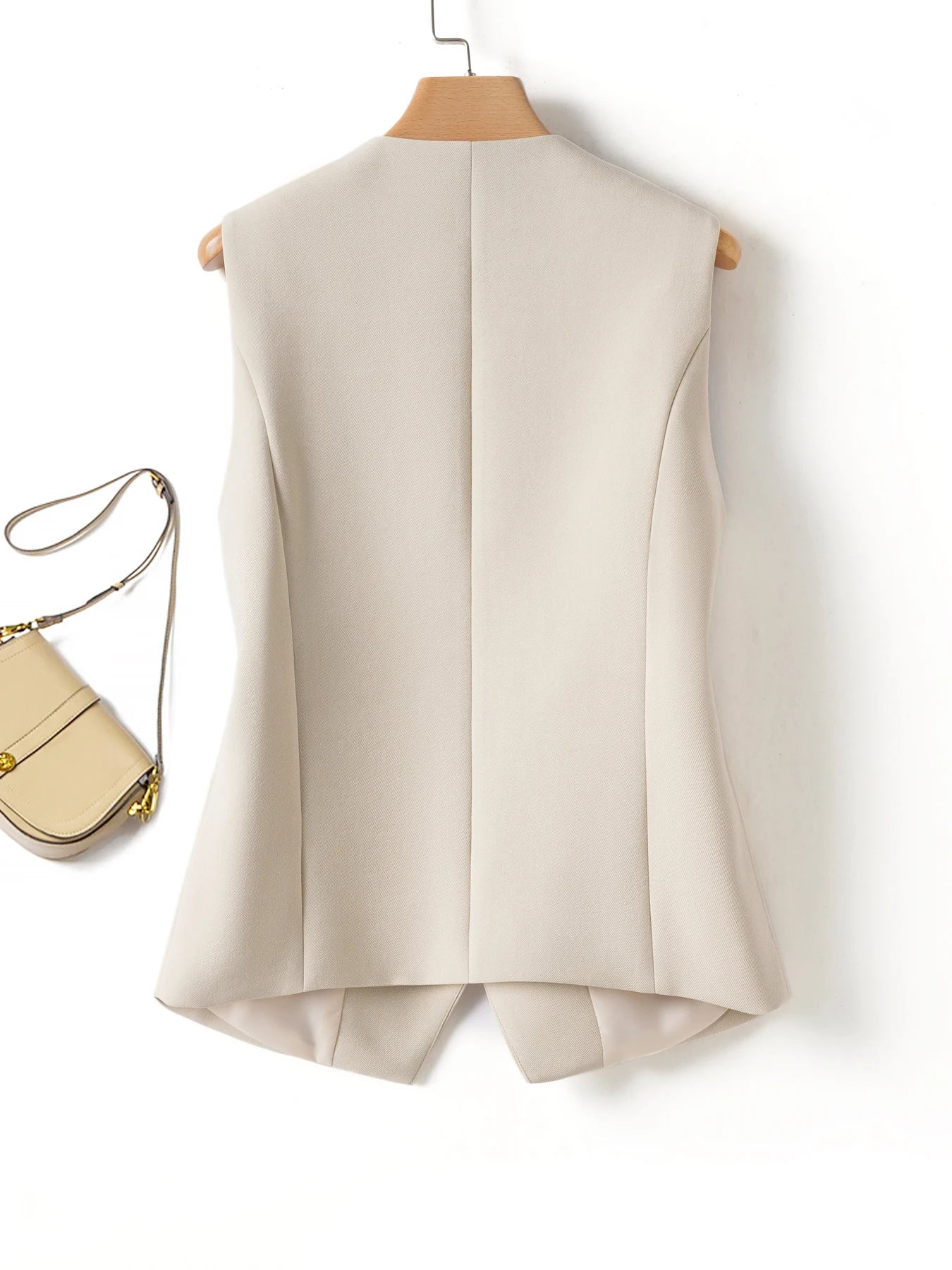Short Vest Top Women's Diagonal Button Versatile Workplace Elegant Vest Jacket Top