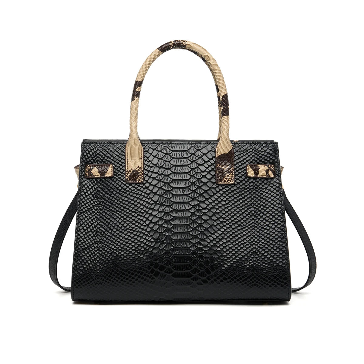 Elegant Single Shoulder Bag Business Women Black Animal Pattern Purses