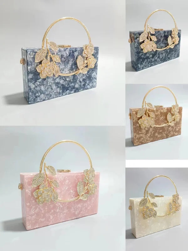 Banquet Pearlescent Acrylic Purse Women's Tote Crossbody Shoulder Square Bag