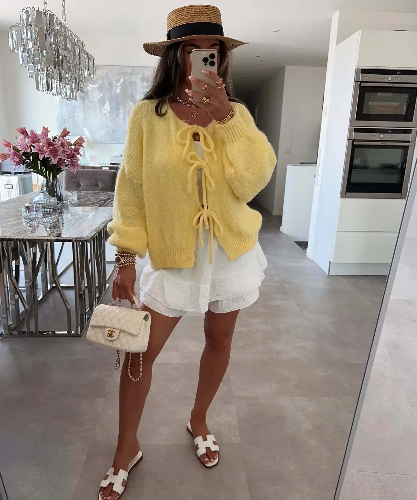 Elegant Knitted Cardigan Sweater Women's Lace up Cardigan