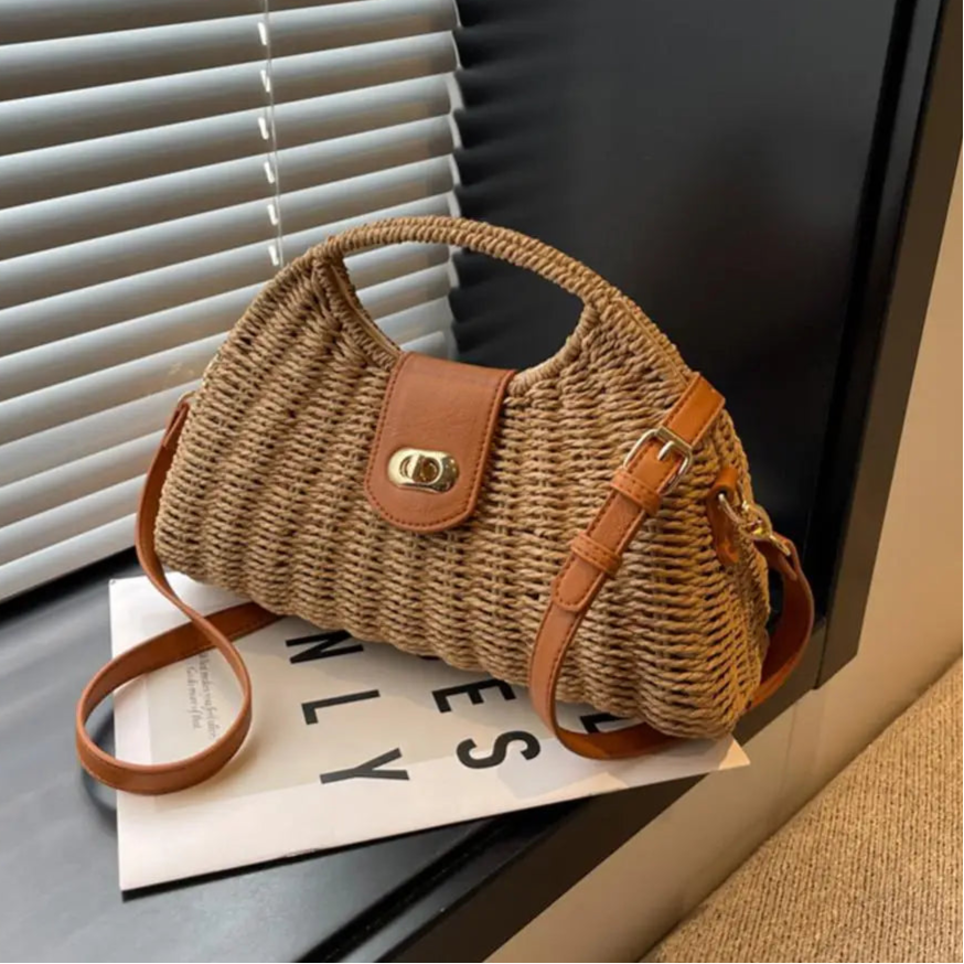 Women Crossbody Bags Handmade Summer Woven Shell Hand-Woven Bag