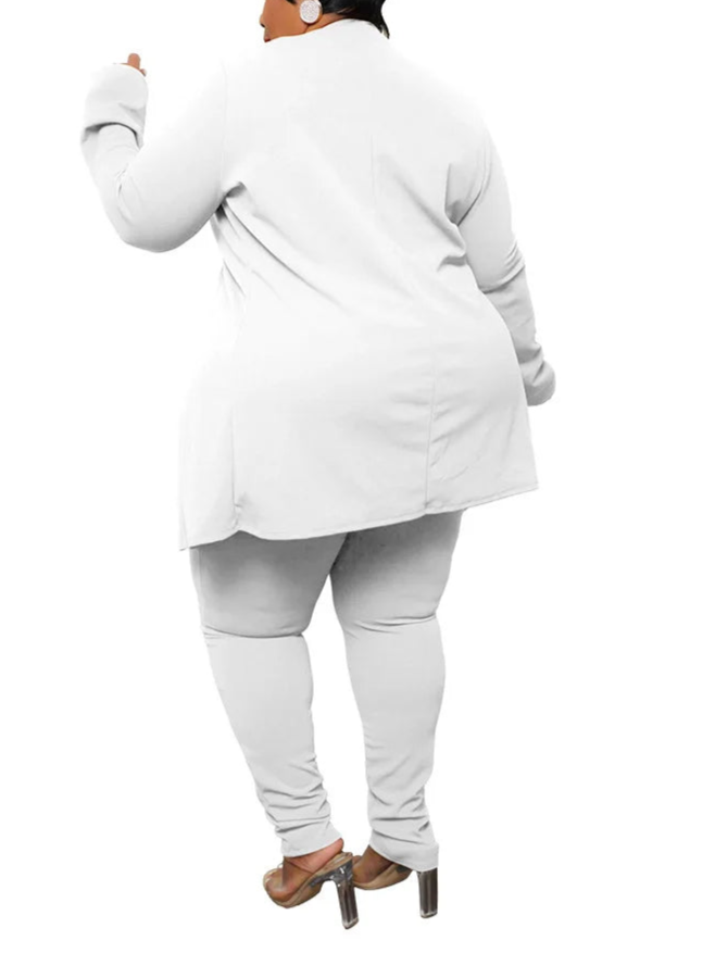 Plus Size Two Piece Outfits Women Matching Suit Solid Top Leggings Pants Sets