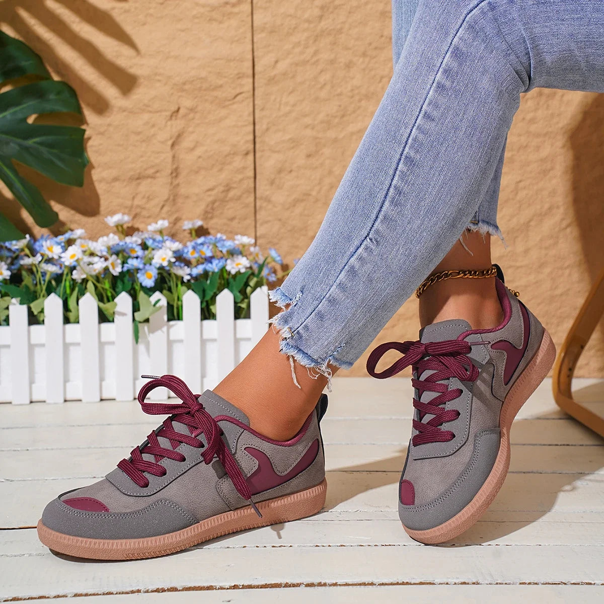 Grey Sneakers Soft-soled Comfortable Shoes Women Leisure Joker Walking Shoes Tennis Shoes