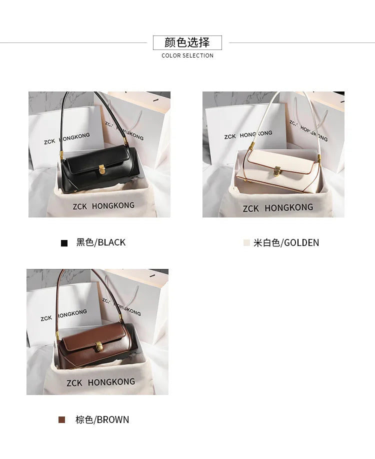 Armpit bag high-end solid color one-shoulder portable genuine leather bag