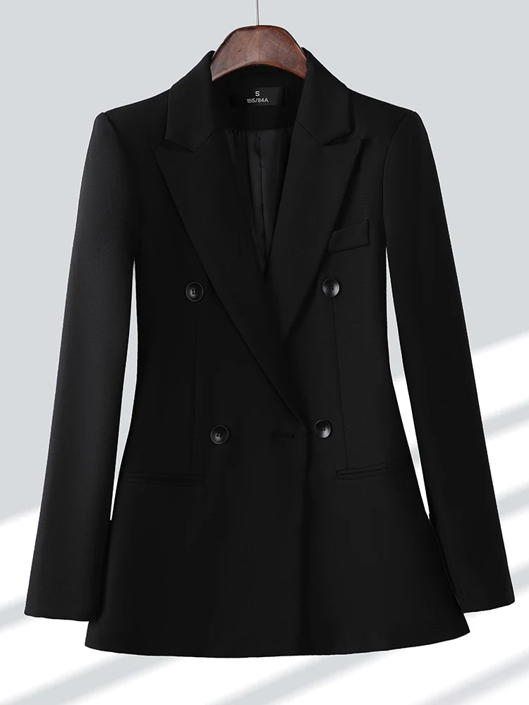 Women Formal Blazer Ladies Female Long Sleeve Double Breasted Blazer