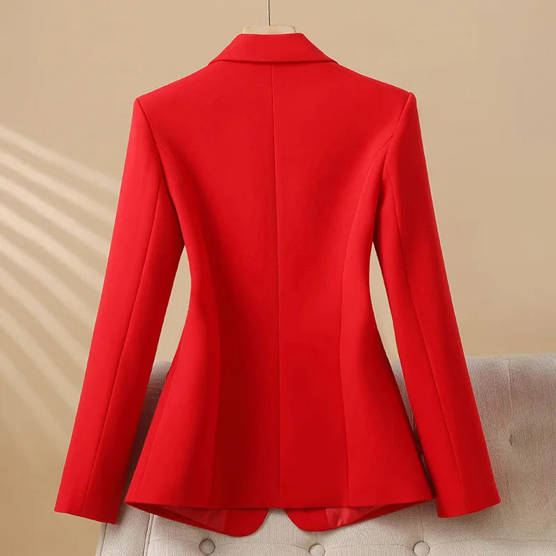 Women Office Blazer Casual Single Button Long Sleeve Office Coat