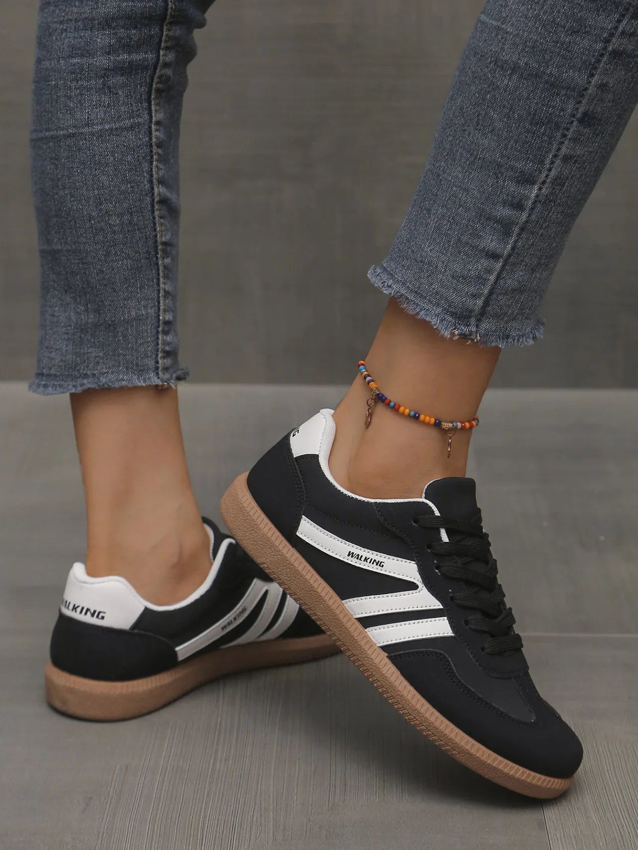 Mix Color Women's Autumn Sneakers Fashion Splicing Flat Heel Vulcanized Shoes Female Lace-Up Sneakers