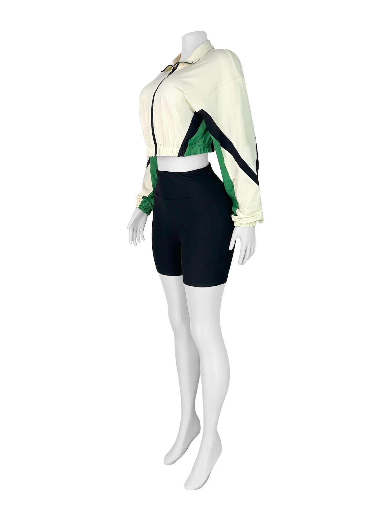 Sporty 2 Piece Set Crop Jacket and Shorts Summer Tracksuits Set