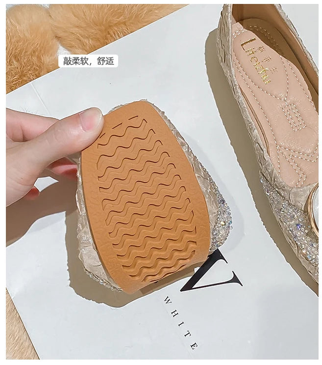 Flats Shoes for Women Rhinestone Slip-on Loafers Shoes