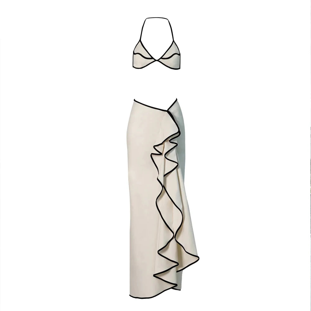 Sexy 3 Pieces Bikini Set Micro Bikini Women Swimsuit Resort Beachwear Cover Up