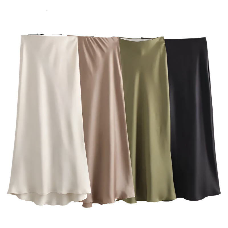 Woman Satin Skirt Women High Waist Long Skirts For Women Summer Black Midi Skirt Office Elegant Women's Skirts