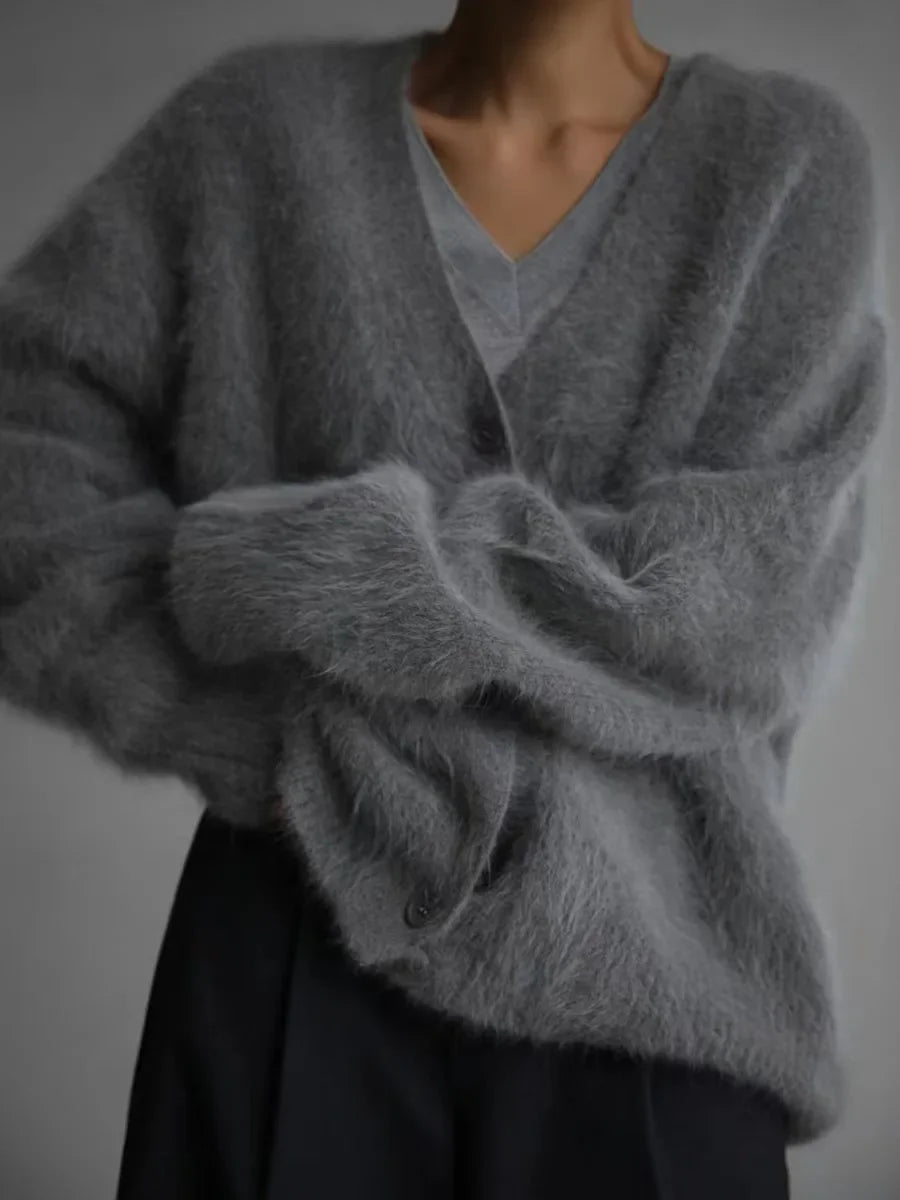 Women's Cardigans Korean Fashion V-neck Sweater Coat Long Sleeve Oversized Sweater