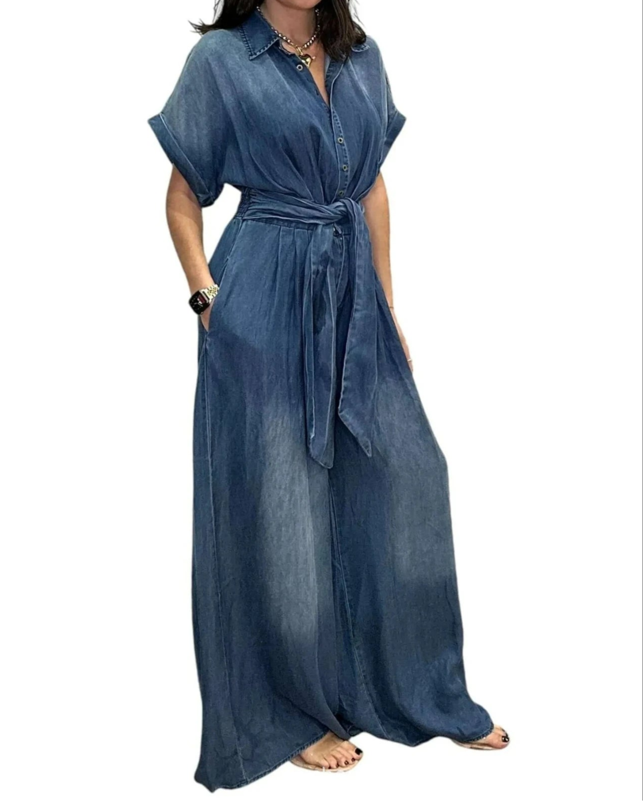 Denim Jumpsuits Women Loose Rompers Tie Dye One Piece Y2k Streetwear Wide Leg Jumpsuit