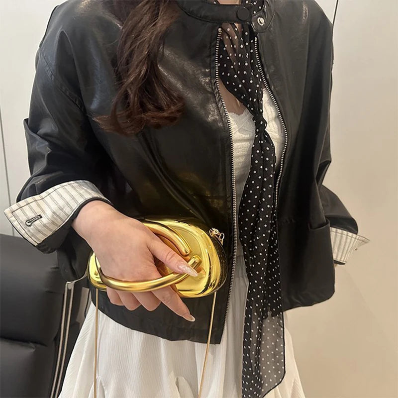 High-end Chain Shoulder Bag Exquisite Personality Round Box Elegant Crossbody Purse