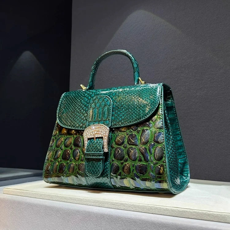 Quality Cowhide Shoulder Crossbody Bag Women's Alligator Print Handbag