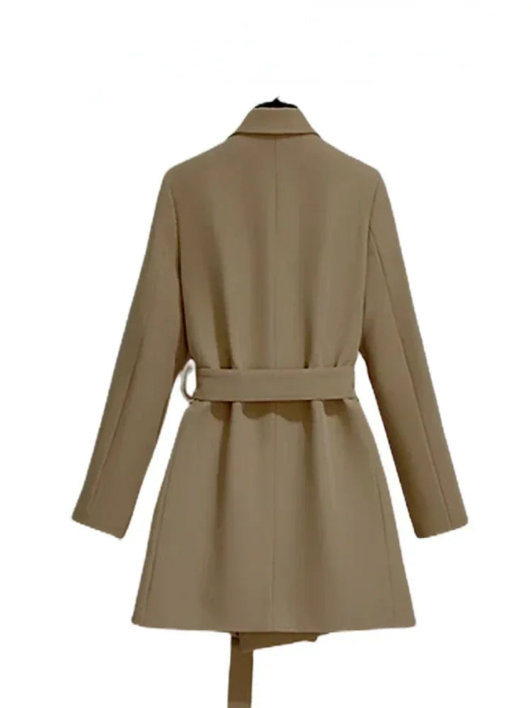 Women's Blazer Elegant Slim Fit Coats Casual Lace Up Women Mid Length Blazers