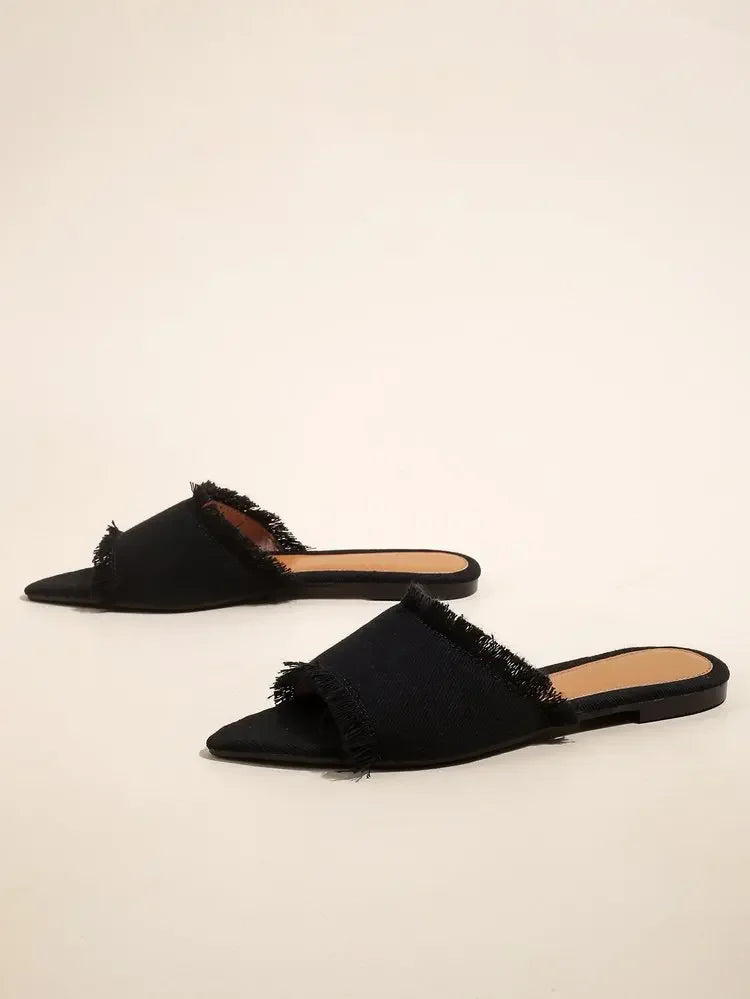 Women Flats Cowboy Slippers Summer Femme Pointed Toe Flip Flops