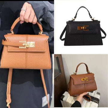 Luxury Trapezoidal Clutch Bag Hardware Lock Design Square Shoulder Handbag
