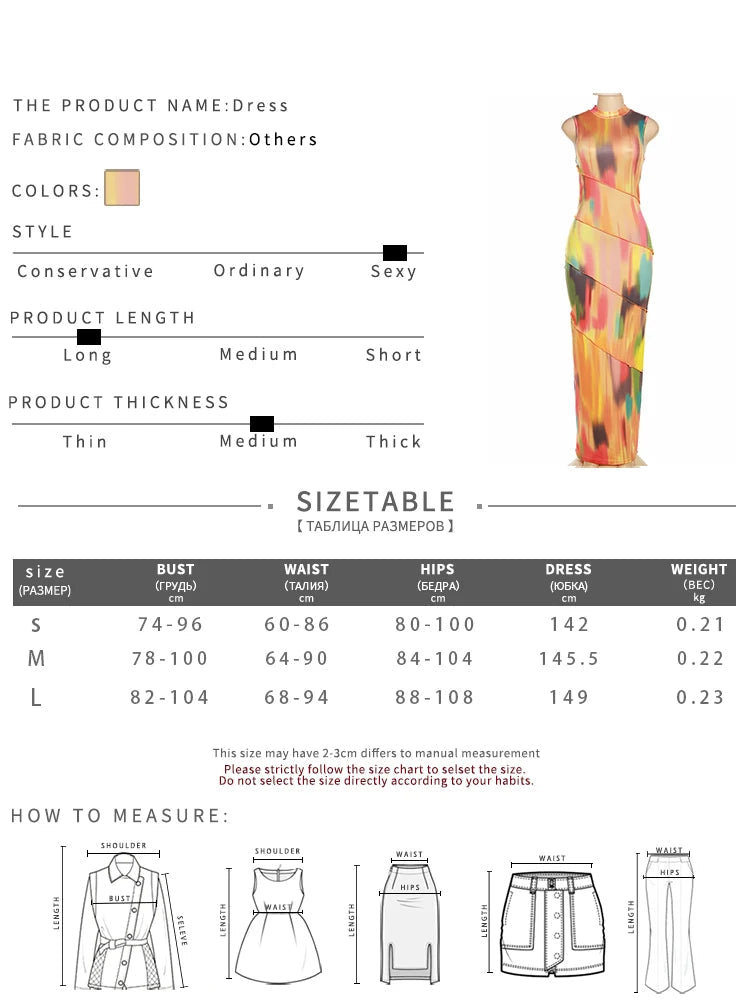 Colorful Print Dress Women Sleeveless Patchwork Skinny Bodycon Dress