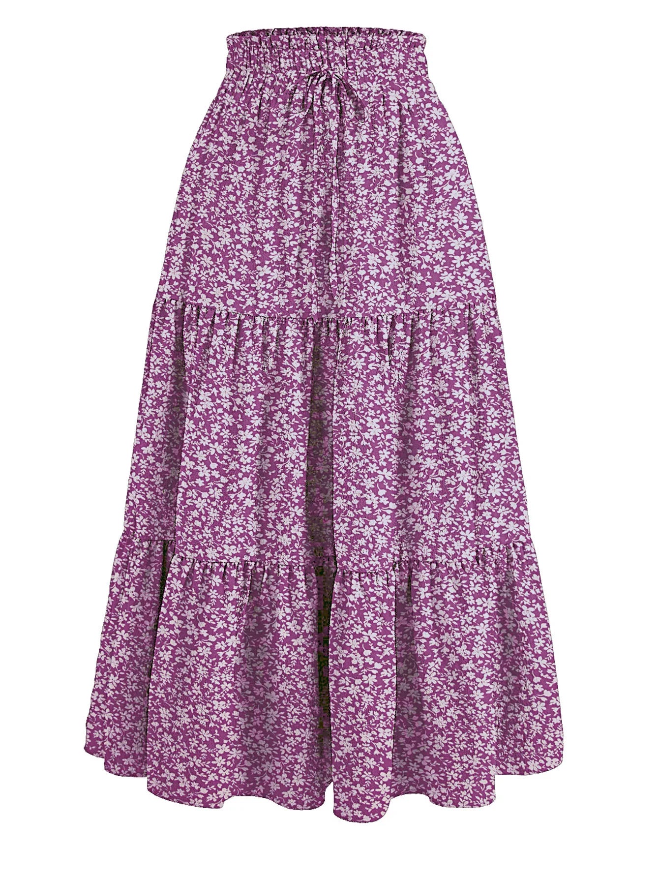 Women's Patchwork Solid Color Loose Skirt; Commuting Casual Cake Skirt; Elastic Waist Elegant Skirt