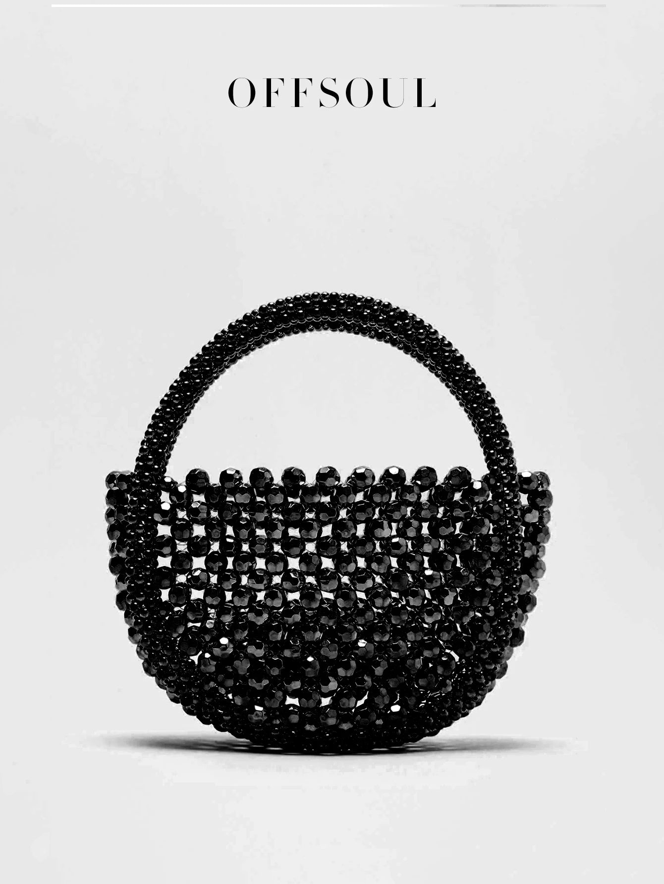 Hollow Hand-Made Metal Sense Gold Beads Woven Handbag Half-Round String Beads Pearl Bag