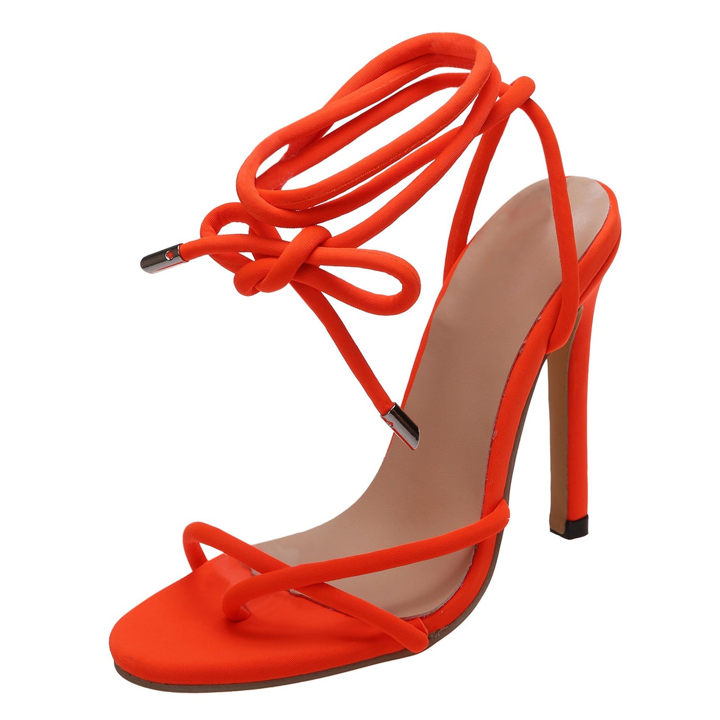Women Summer Flock Cross Straps Comfortable Thin High Heels Shoes Peep Toe Breathable Sandals