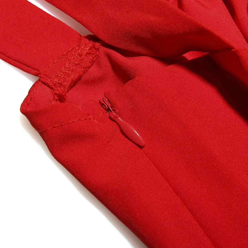 Elegant A Line Midi Dress Sexy Spaghetti Strap Lace Up Red Holiday Party Dresses Summer Dresses
