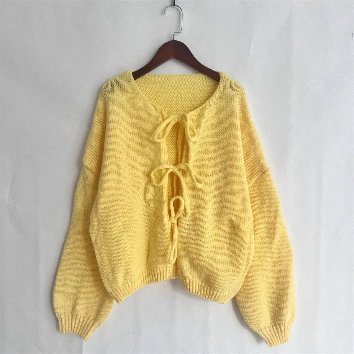 Elegant Knitted Cardigan Sweater Women's Lace up Cardigan