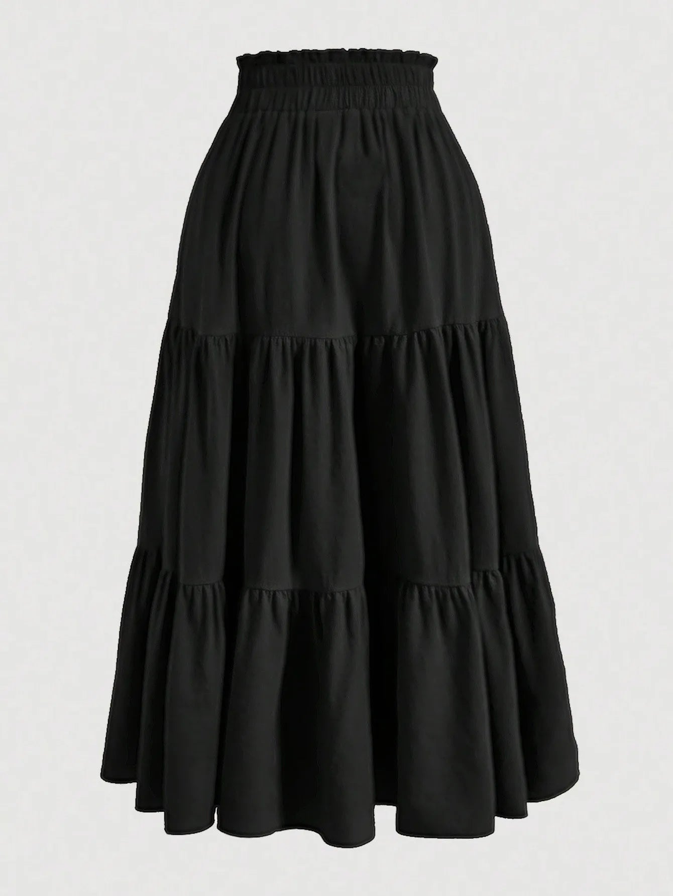 Women's Patchwork Solid Color Loose Skirt; Commuting Casual Cake Skirt; Elastic Waist Elegant Skirt