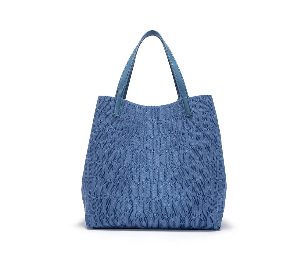 Classic New Solid Color Handbag Women's Exquisite Handcrafted Weaving Large Capacity Handbag