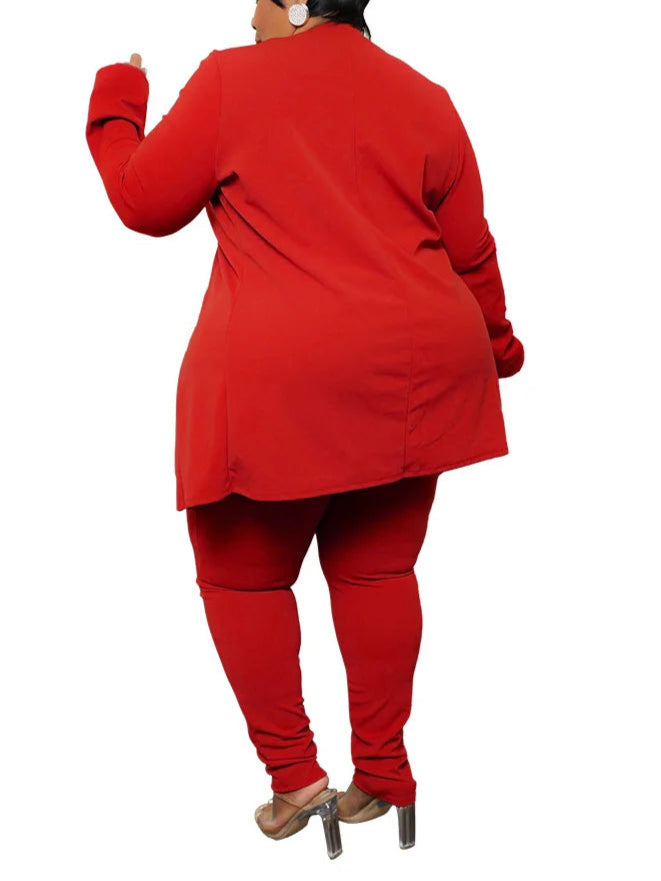 Plus Size Two Piece Outfits Women Matching Suit Solid Top Leggings Pants Sets