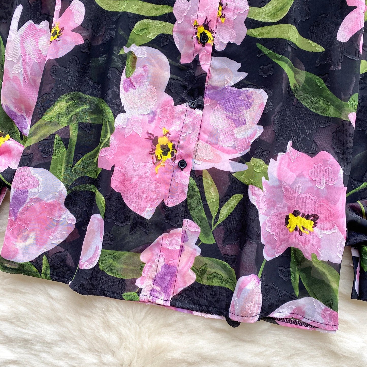 Floral Print Women Shirt Summer Lantern Sleeve Retro French Loose Blouse