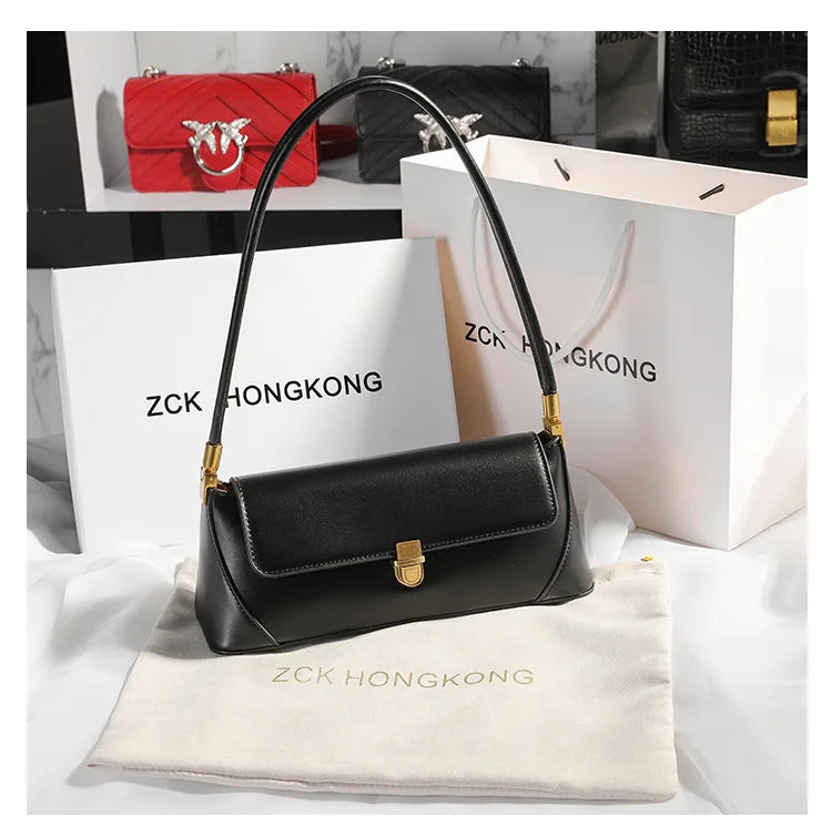 Armpit bag high-end solid color one-shoulder portable genuine leather bag